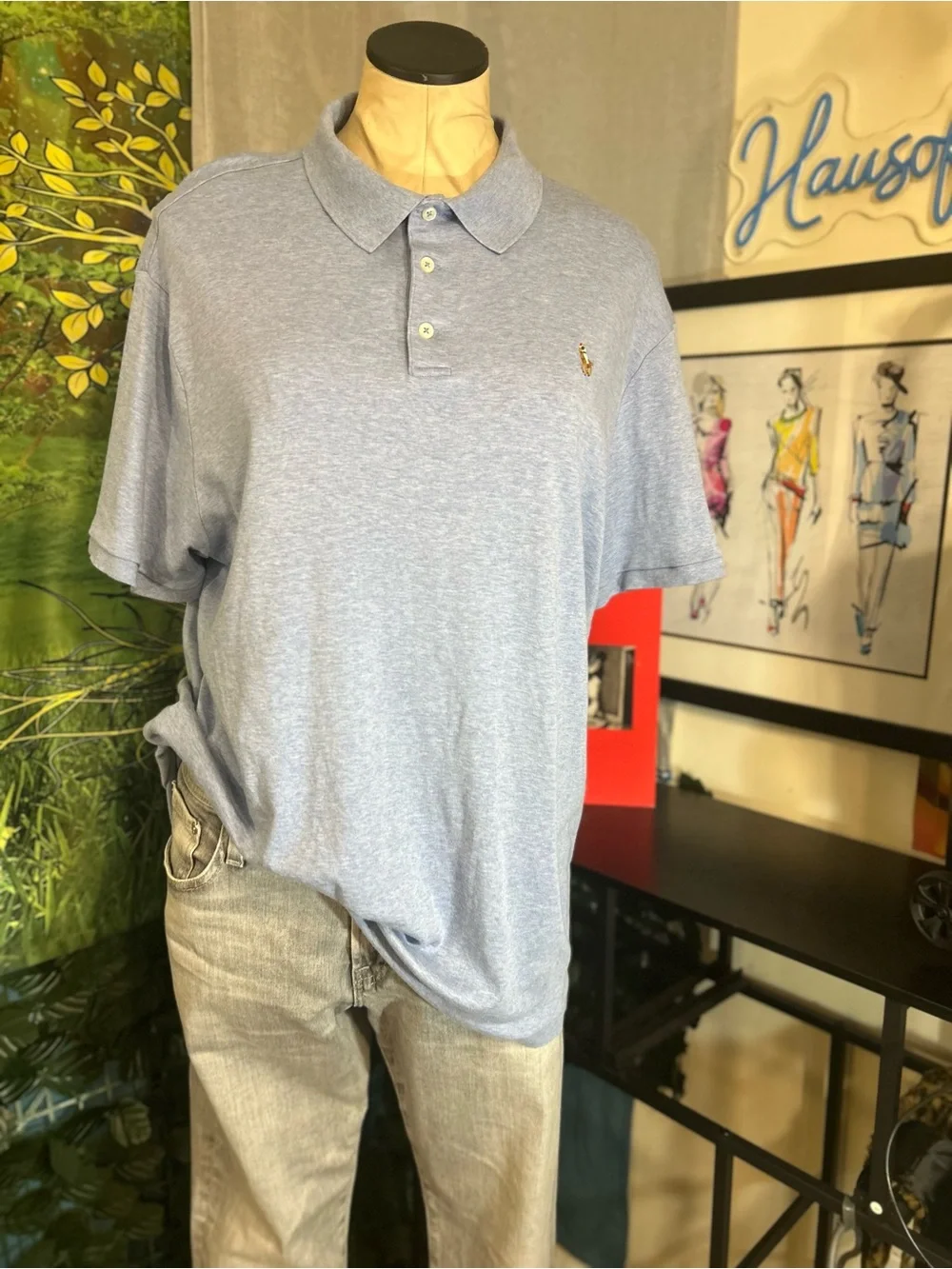 Polo by Ralph Lauren Light Blue Slim Fit Polo | Size: XL